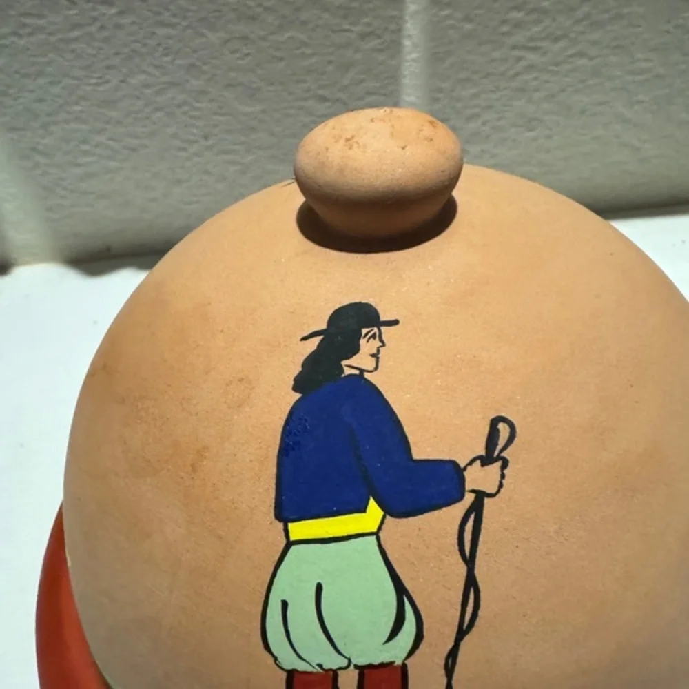 Hand-Painted Terracotta Cheese Dome with Whimsical Folk Art –‎ Rustic European